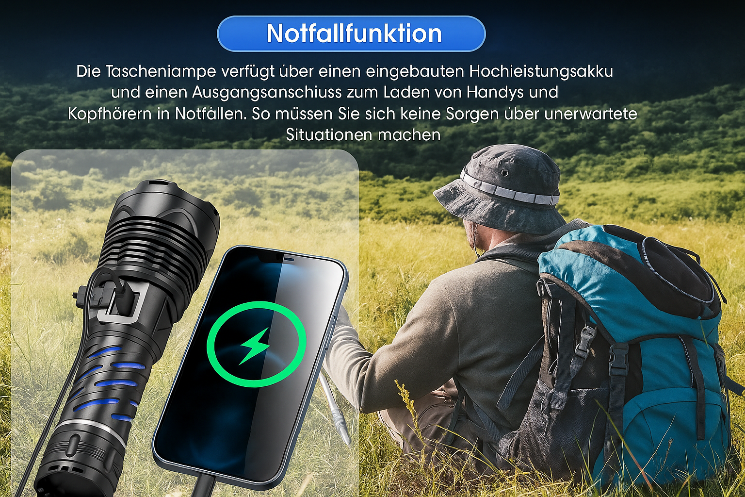 Onverwoestbare militaire tactische zaklamp