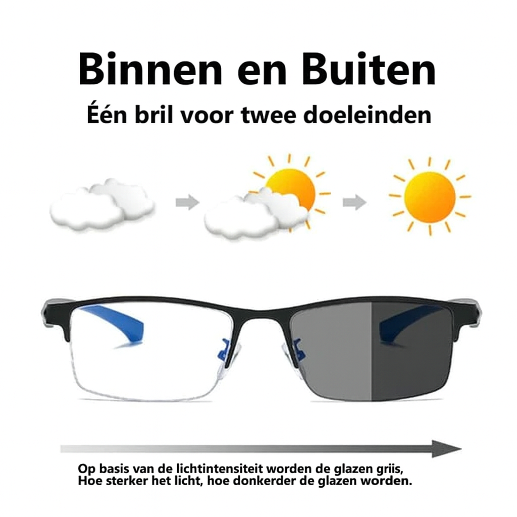 Multifocale leesbril van legering met blauwlichtfilter