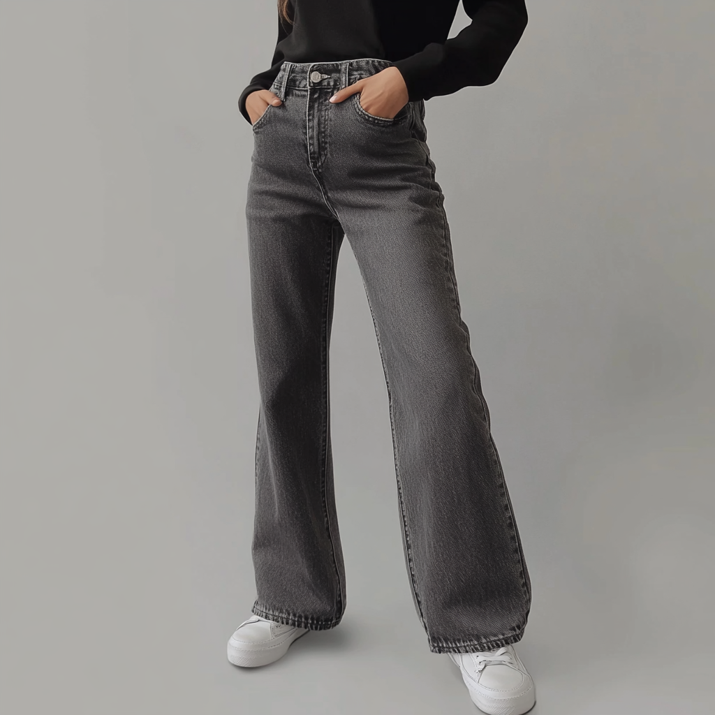 Grijze Damesbroek Wide Leg