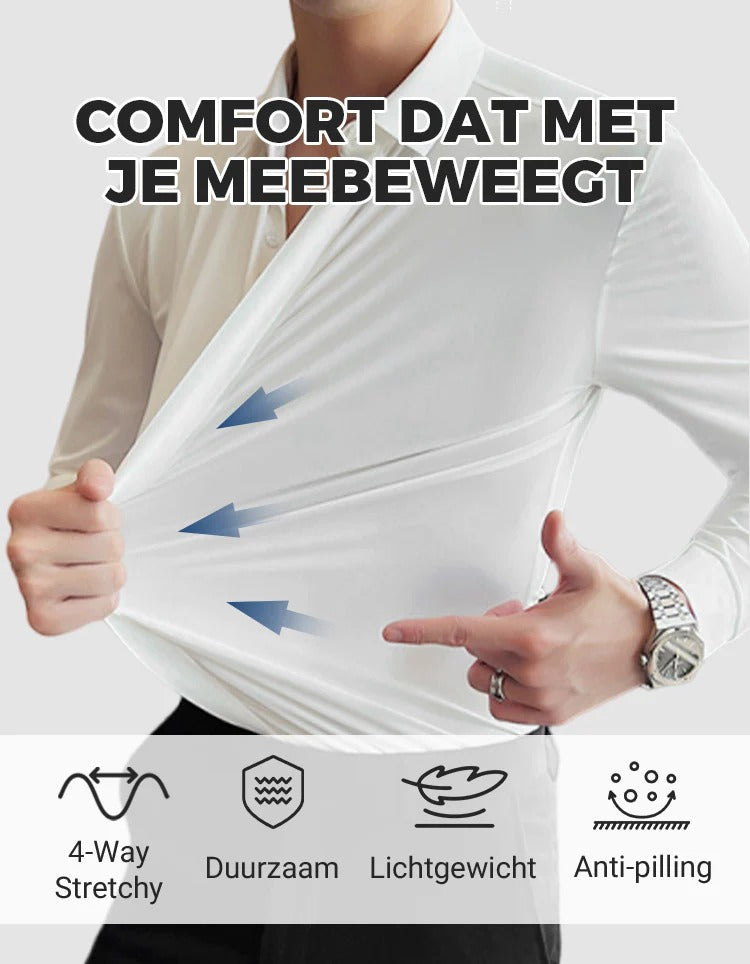 Heren Kreukvrij Stretch Overhemd